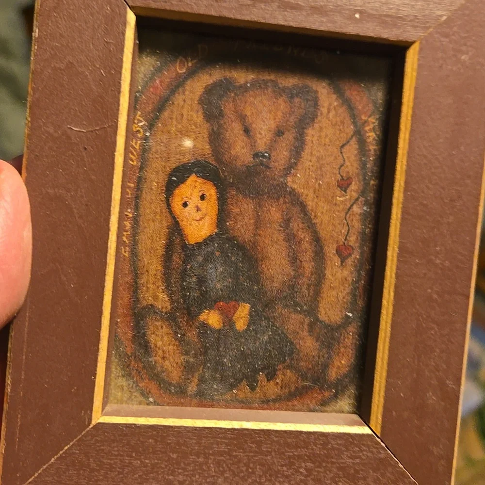 Vintage set of 2 rustic Brown Framed Art Pieces